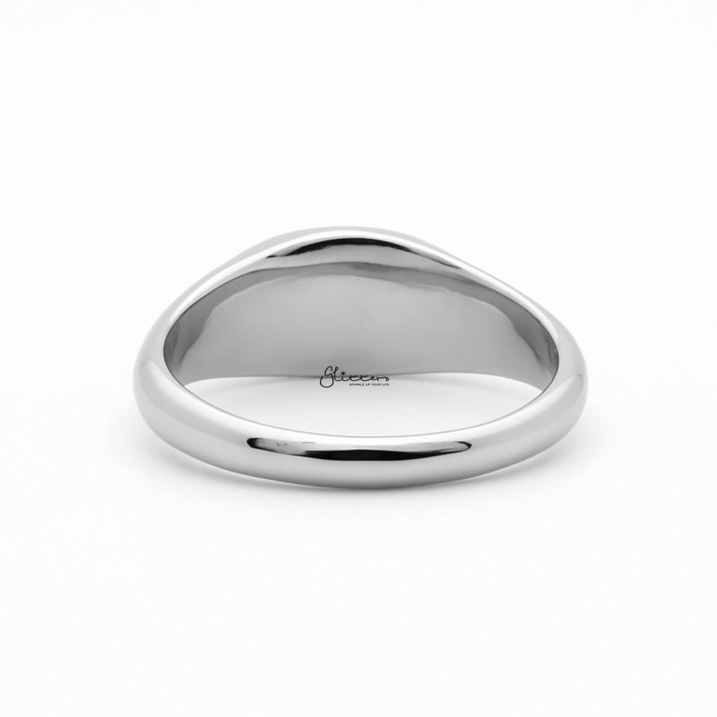 Stainless Steel Oval Signet Ring - Silver-Jewellery, Men's Jewellery, Men's Rings, Rings, Stainless Steel, Stainless Steel Rings, Women's Rings-SR0287-3_1-Glitters