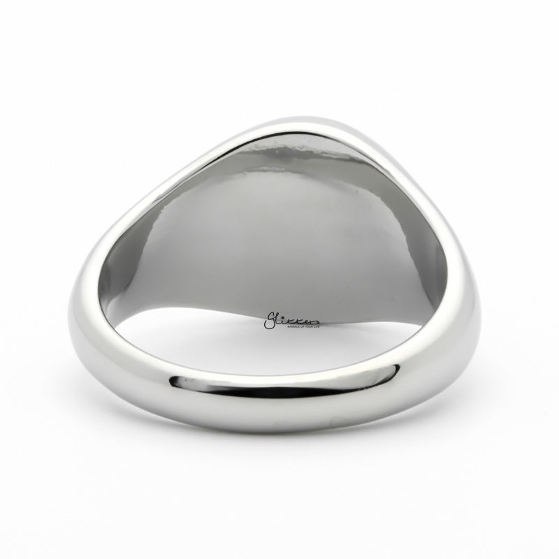 Stainless Steel Round Signet Ring - Silver-Jewellery, Men's Jewellery, Men's Rings, Rings, Stainless Steel, Stainless Steel Rings, Women's Rings-SR0289-3_1-Glitters