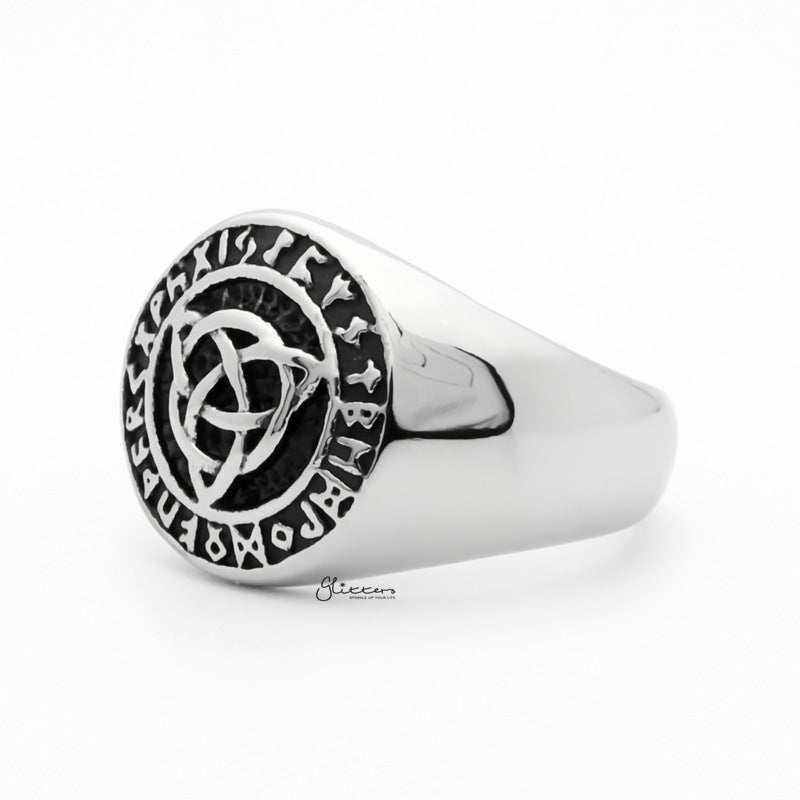 Stainless Steel Celtic Trinity Knot Rune Signet Ring-Jewellery, Men's Jewellery, Men's Rings, Rings, Stainless Steel, Stainless Steel Rings-SR0291-2_1-Glitters