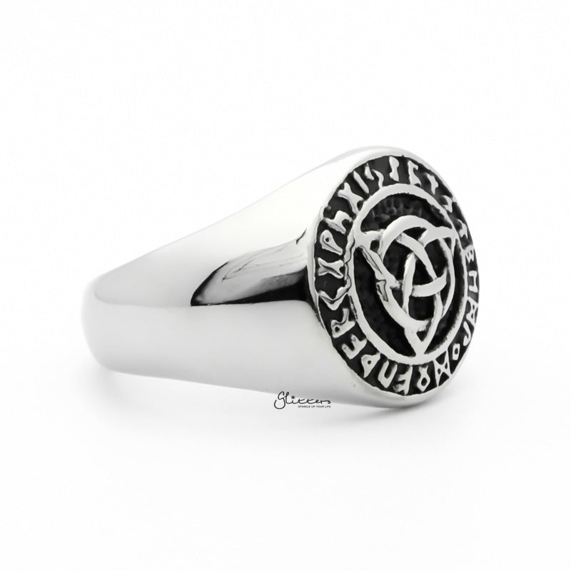 Stainless Steel Celtic Trinity Knot Rune Signet Ring-Jewellery, Men's Jewellery, Men's Rings, Rings, Stainless Steel, Stainless Steel Rings-SR0291-3_1-Glitters
