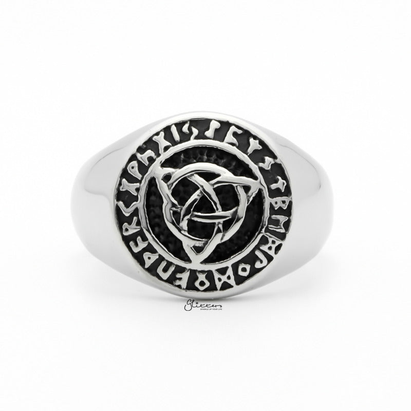 Trinity Rune Stainless Steel Celtic Trinity Knot Rune Signet Ring | Glitters