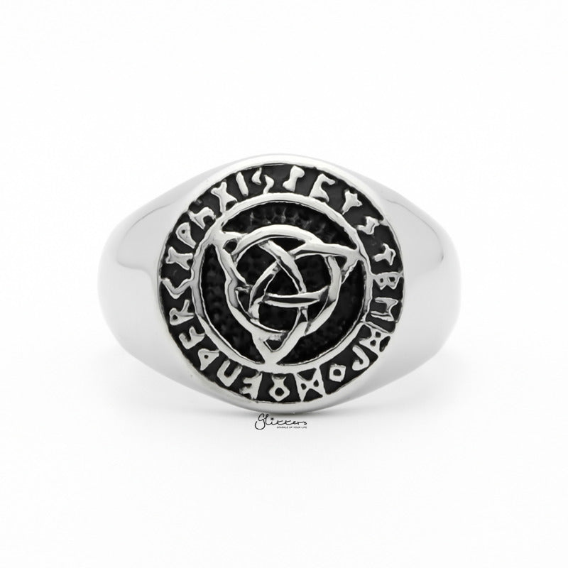 Stainless Steel Celtic Trinity Knot Rune Signet Ring-Jewellery, Men's Jewellery, Men's Rings, Rings, Stainless Steel, Stainless Steel Rings-SR0291_1-Glitters