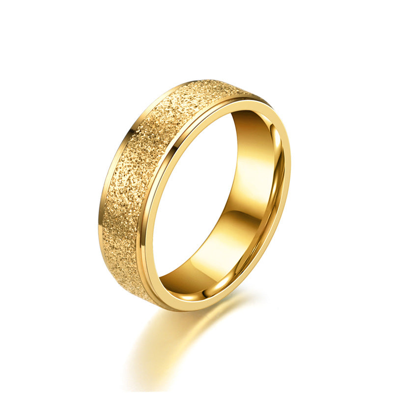Stainless Steel Sandblasted Finish Band Ring - Gold-Jewellery, Men's Jewellery, Men's Rings, Rings, Stainless Steel, Stainless Steel Rings-SR0293-2-Glitters