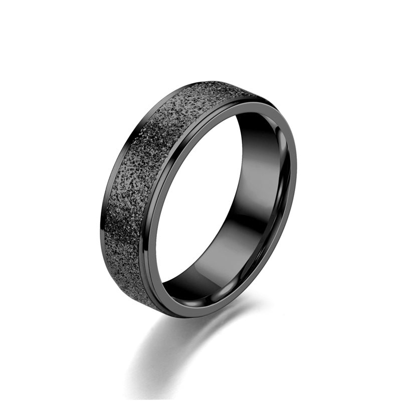 Stainless Steel Sandblasted Finish Band Ring - Black-Jewellery, Men's Jewellery, Men's Rings, Rings, Stainless Steel, Stainless Steel Rings-SR0294-2-Glitters