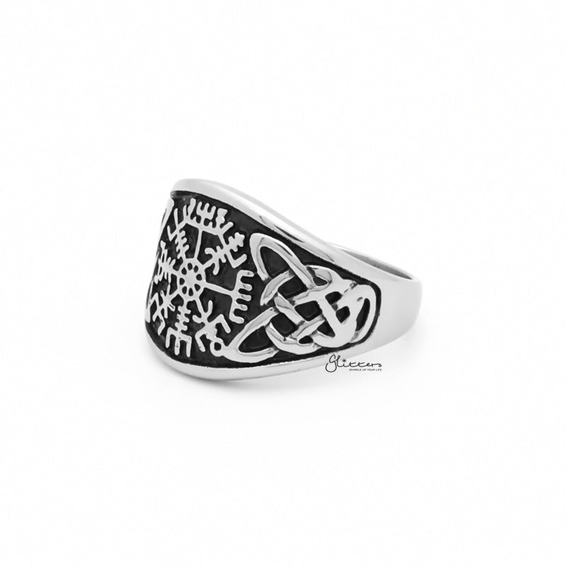 Viking Compass Stainless Steel Ring with Celtic Knot Symbol-Jewellery, Men's Jewellery, Men's Rings, Rings, Stainless Steel, Stainless Steel Rings-SR0299-2_1-Glitters