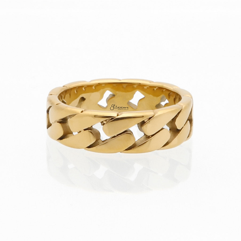 Stainless Steel Cuban Curb Chain Link Ring - Gold-Jewellery, Men's Jewellery, Men's Rings, New, Rings, Stainless Steel Rings-SR0310-3_1_0672f67e-c0c5-4e71-aec7-e7dbf61ef2fd-Glitters