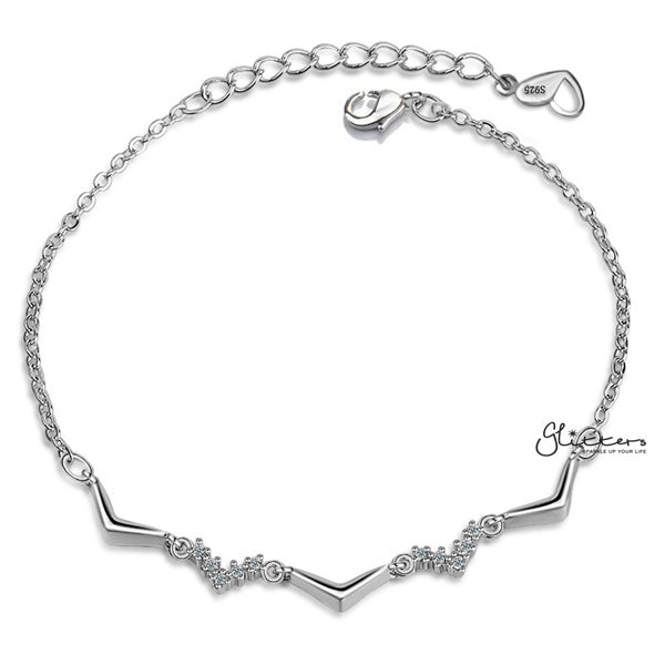 Sterling Silver ZigZag with C.Z Women's Bracelet-Bracelets, Cubic Zirconia, Jewellery, Sterling Silver Bracelets, Women's Bracelet, Women's Jewellery-SSB0022_03-Glitters