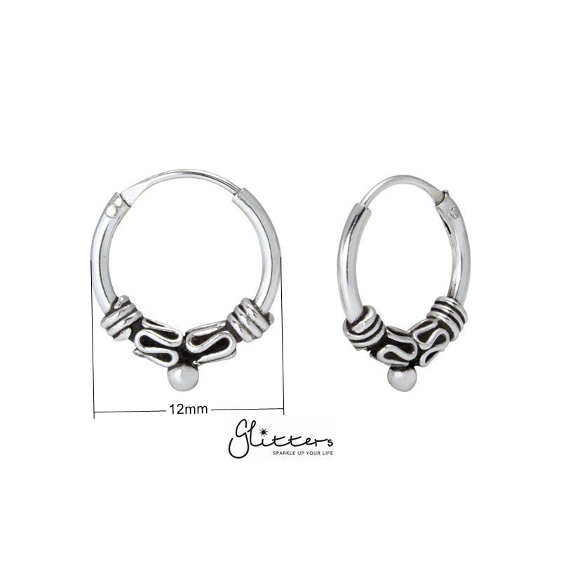 Sterling Silver Bali Hoop Sleeper Earrings - 12mm - SSE0235-earrings, Hoop Earrings, Jewellery, Women's Earrings, Women's Jewellery-SSE0235_new_a67bab44-f9ff-4ad5-b305-324e3bf60d08-Glitters