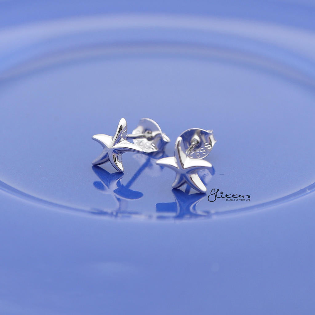 Sterling Silver Starfish Women's Stud Earrings-earrings, Jewellery, Stud Earrings, Women's Earrings, Women's Jewellery-SSE0252_1000-01-Glitters