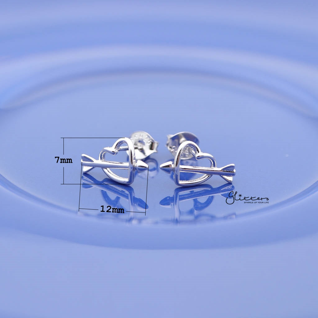 Sterling Silver Heart & Arrow Women's Stud Earrings-earrings, Jewellery, Stud Earrings, Women's Earrings, Women's Jewellery-SSE0253_1000-02_New-Glitters