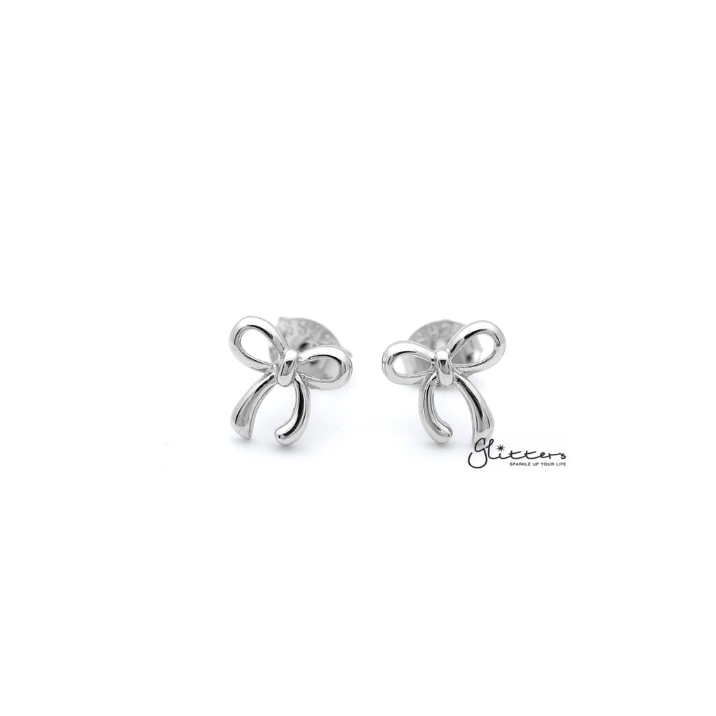Sterling Silver Bow Women's Stud Earrings-earrings, Jewellery, Stud Earrings, Women's Earrings, Women's Jewellery-SSE0254_1000-01-Glitters