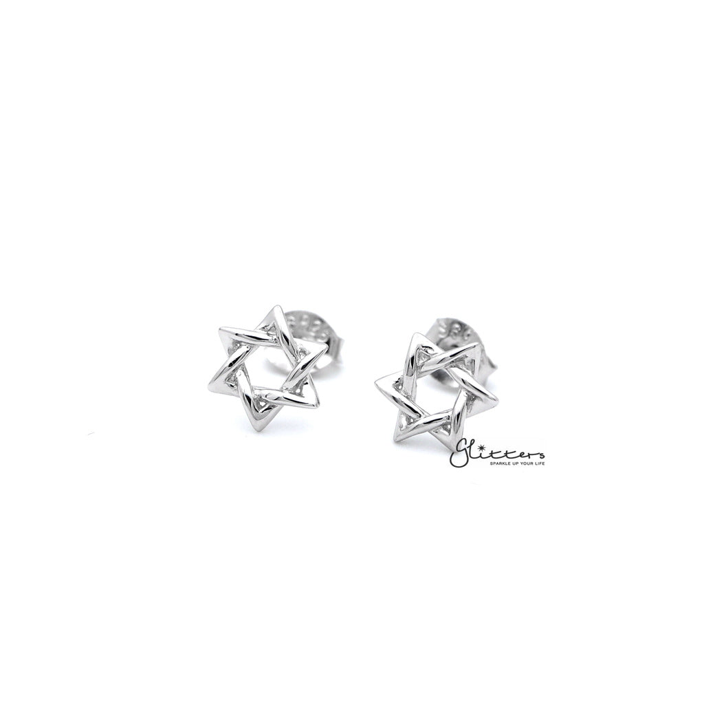 Sterling Silver Star of David Women's Stud Earrings-earrings, Jewellery, Stud Earrings, Women's Earrings, Women's Jewellery-SSE0255_1000-01-Glitters