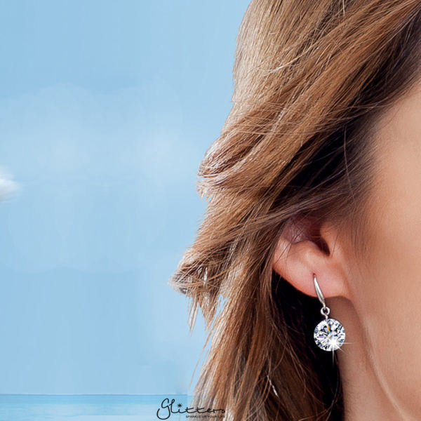 Sterling Silver Dangle Drop Women Earrings With Cubic Zirconia Studs-Cubic Zirconia, Dangle Earring, earrings, Jewellery, Women's Earrings, Women's Jewellery-SSE0284_04-Glitters