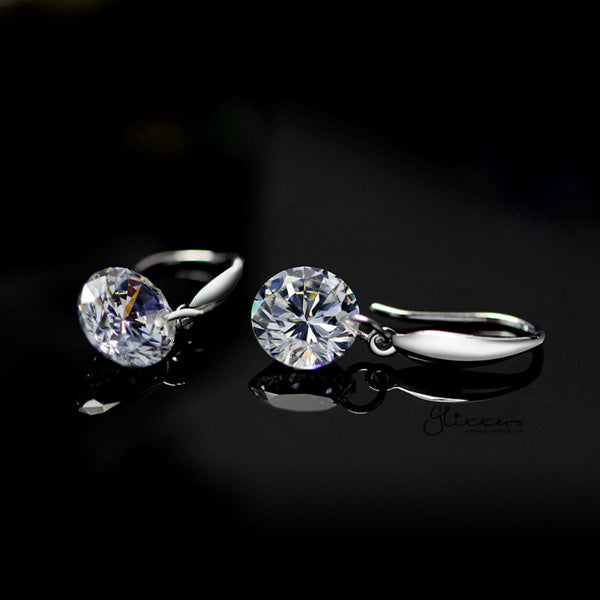 Sterling Silver Dangle Drop Women Earrings With Cubic Zirconia Studs-Cubic Zirconia, Dangle Earring, earrings, Jewellery, Women's Earrings, Women's Jewellery-SSE0284_05-Glitters