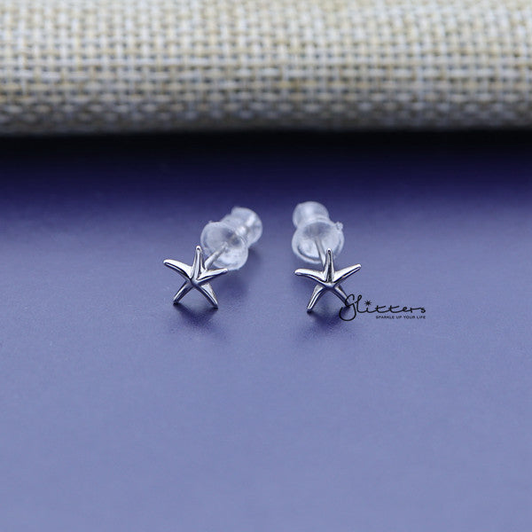 Solid 925 Sterling Silver Starfish Stud Women's Earrings-earrings, Jewellery, Stud Earrings, Women's Earrings, Women's Jewellery-SSE0288-01-Glitters