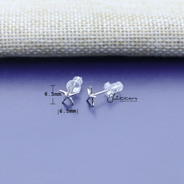 Solid 925 Sterling Silver Starfish Stud Women's Earrings-earrings, Jewellery, Stud Earrings, Women's Earrings, Women's Jewellery-SSE0288_02_New-Glitters