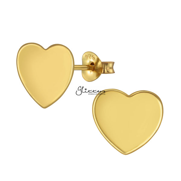 Solid 925 Sterling Silver Heart Stud Earrings-earrings, Jewellery, Stud Earrings, Women's Earrings, Women's Jewellery-SSE0315_G_01-Glitters