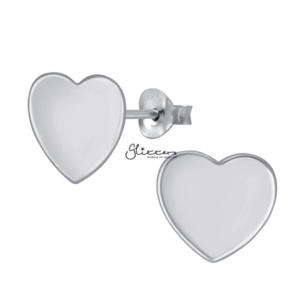Solid 925 Sterling Silver Heart Stud Earrings-earrings, Jewellery, Stud Earrings, Women's Earrings, Women's Jewellery-SSE0315_S_01-Glitters