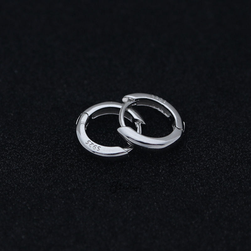 Sterling Silver One-Touch Huggie Hoop Earrings - Silver-Daith, earrings, Hoop Earrings, Jewellery, Tragus, Women's Earrings, Women's Jewellery-SSE0398-S-3_800-Glitters