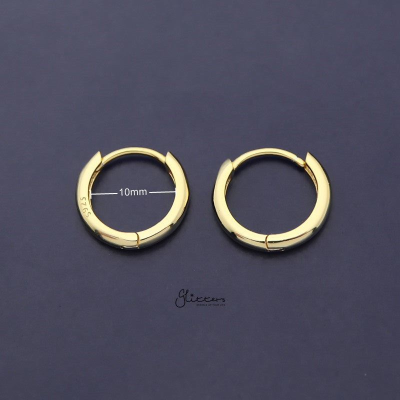 Sterling Silver One-Touch Huggie Hoop Earrings - Gold-Daith, earrings, Hoop Earrings, Jewellery, Tragus, Women's Earrings, Women's Jewellery-SSE0398-g-l_800_New-Glitters