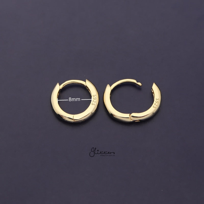 Sterling Silver One-Touch Huggie Hoop Earrings - Gold-Daith, earrings, Hoop Earrings, Jewellery, Tragus, Women's Earrings, Women's Jewellery-SSE0398-g-s_800_New-Glitters