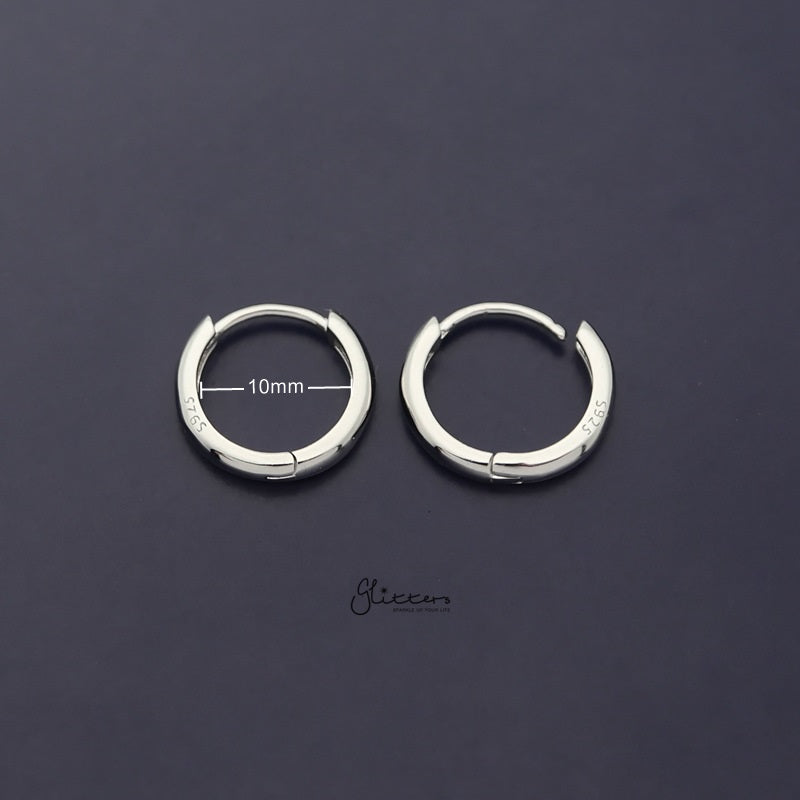 Sterling Silver One-Touch Huggie Hoop Earrings - Silver-Daith, earrings, Hoop Earrings, Jewellery, Tragus, Women's Earrings, Women's Jewellery-SSE0398-s-l_800_New-Glitters