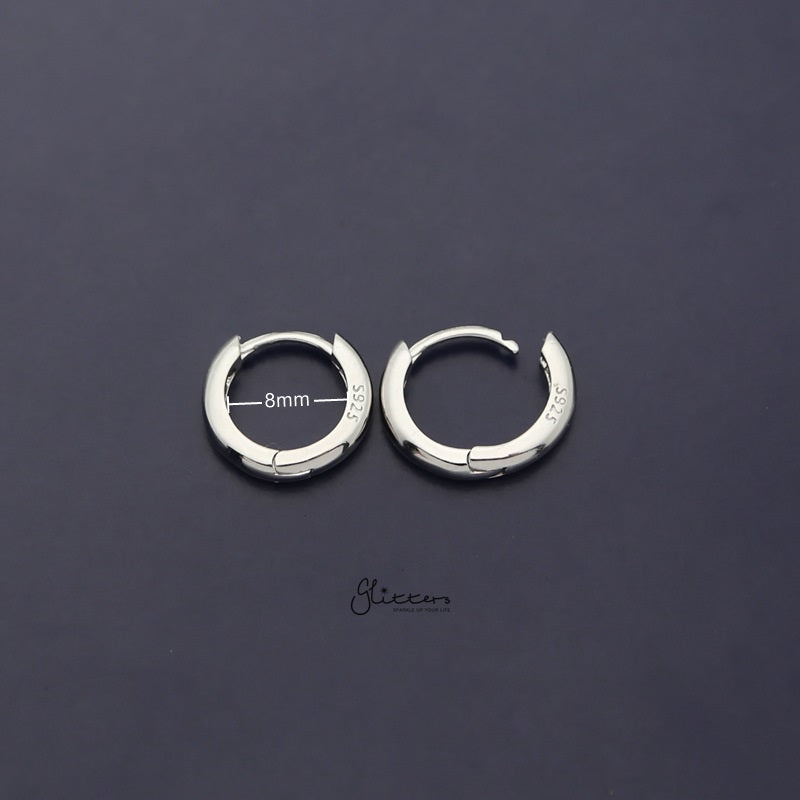 Sterling Silver One-Touch Huggie Hoop Earrings - Silver-Daith, earrings, Hoop Earrings, Jewellery, Tragus, Women's Earrings, Women's Jewellery-SSE0398-s-s_800_New-Glitters