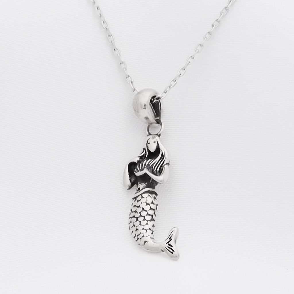 Mermaid Sterling Silver Necklace-Jewellery, Necklaces, New, Sterling Silver Necklaces, Women's Jewellery, Women's Necklace-SSP0061-1_1-Glitters