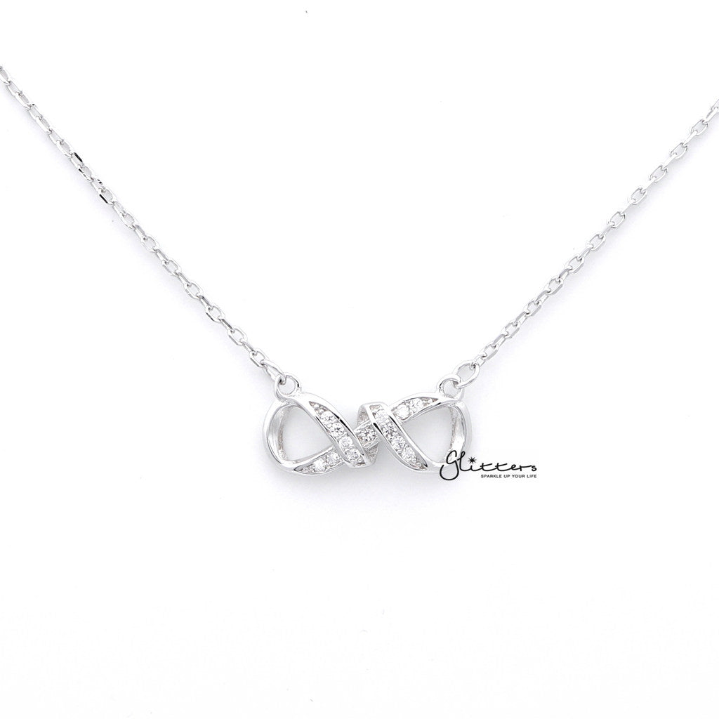 Sterling Silver C.Z Infinity Women's Necklace with 43cm Chain-Cubic Zirconia, Jewellery, Necklaces, Sterling Silver Necklaces, Women's Jewellery, Women's Necklace-SSP0123_1000-01_9e0004f2-82df-4407-834d-07c7fbda85fb-Glitters
