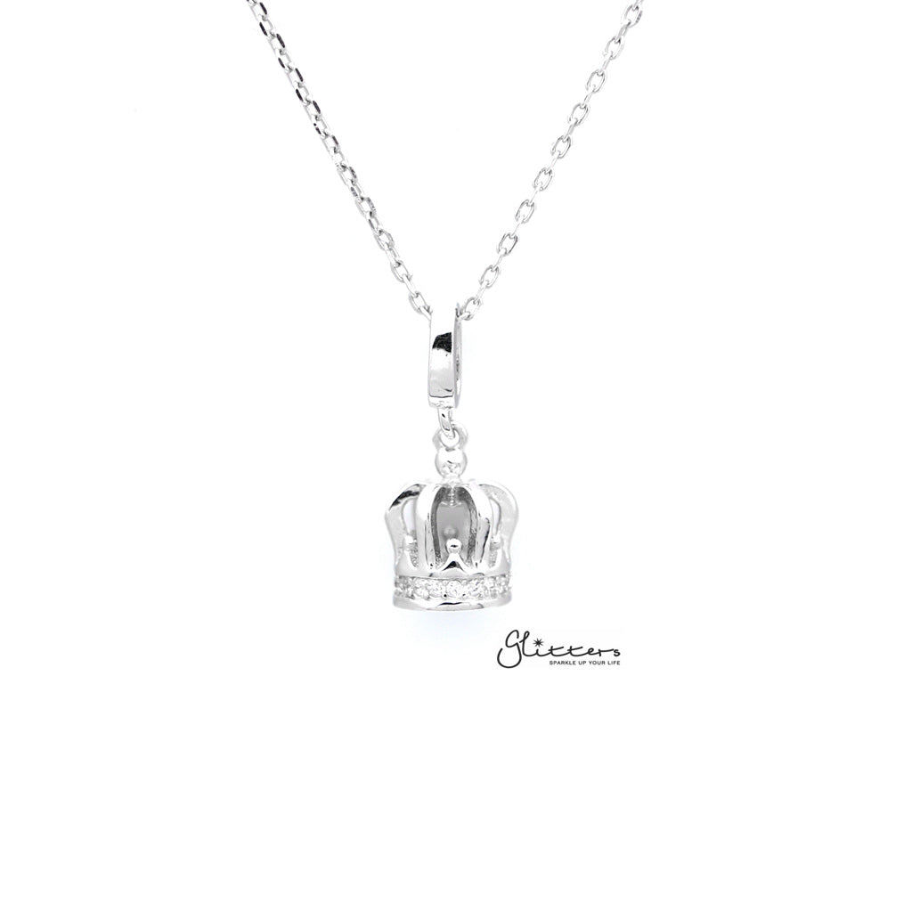 Sterling Silver 3D Crown Women's Necklace-Cubic Zirconia, Jewellery, Necklaces, Sterling Silver Necklaces, Women's Jewellery, Women's Necklace-SSP0136_1000-01-Glitters