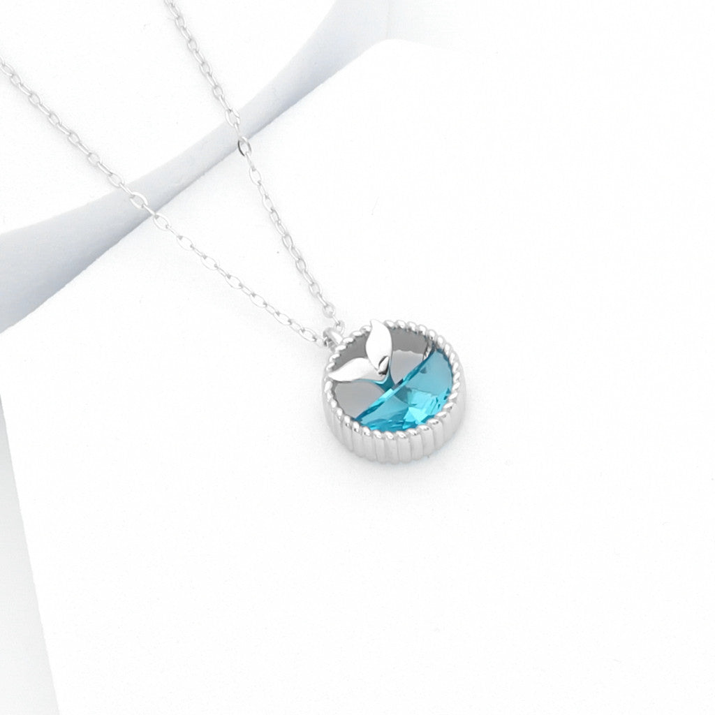 Sterling Silver Whale Tail Pendant Necklace-Cubic Zirconia, Jewellery, Necklaces, New, Sterling Silver Necklaces, Women's Jewellery, Women's Necklace-SSP0173-3_1-Glitters