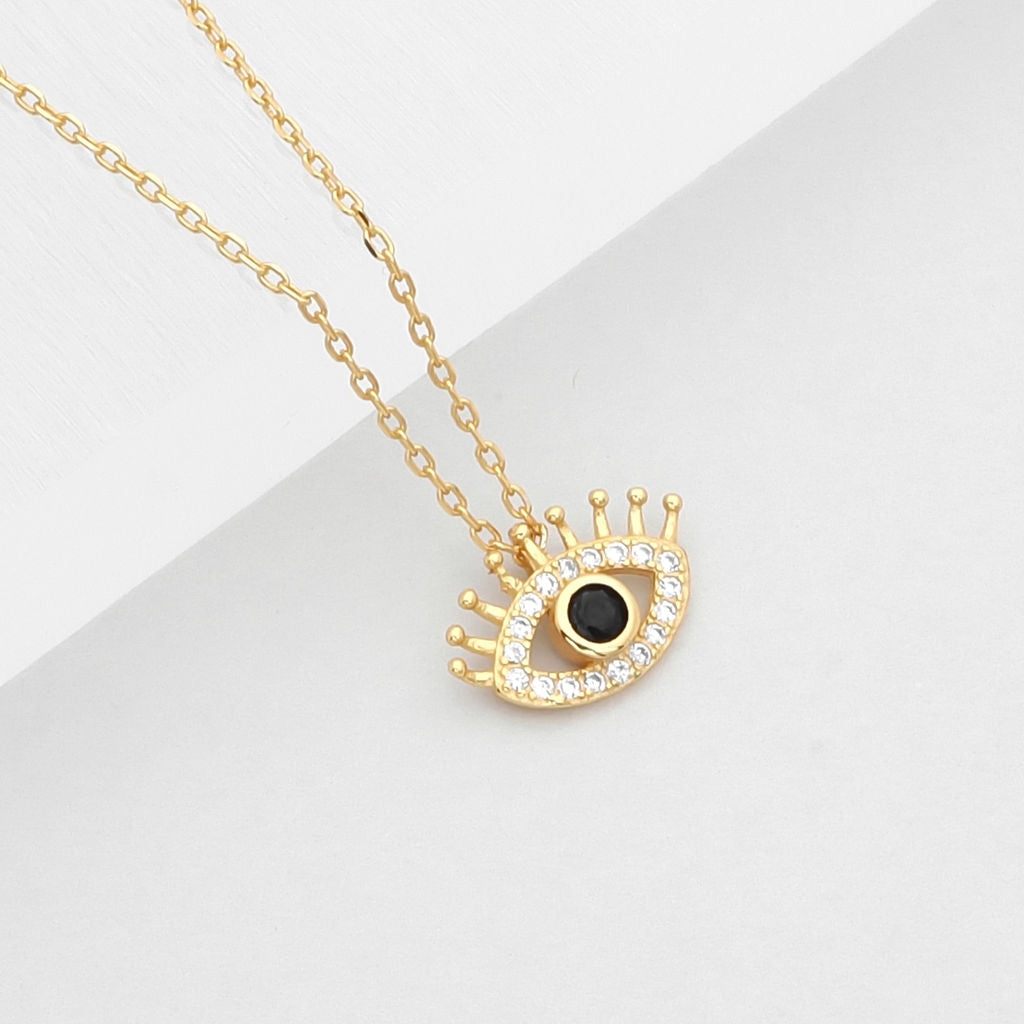Sterling Silver Evil Eye Necklace-Cubic Zirconia, Jewellery, Necklaces, New, Sterling Silver Necklaces, Women's Jewellery, Women's Necklace-SSP0186-G1_1000-Glitters