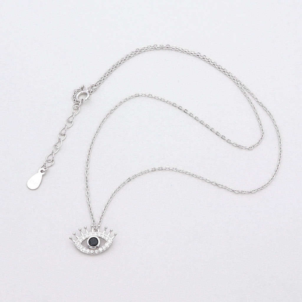 Sterling Silver Evil Eye Necklace-Cubic Zirconia, Jewellery, Necklaces, New, Sterling Silver Necklaces, Women's Jewellery, Women's Necklace-SSP0186-S2_1000-Glitters