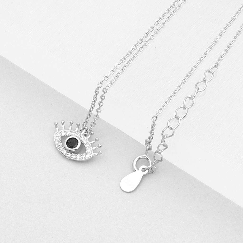 Sterling Silver Evil Eye Necklace-Cubic Zirconia, Jewellery, Necklaces, New, Sterling Silver Necklaces, Women's Jewellery, Women's Necklace-SSP0186-S3_1000-Glitters