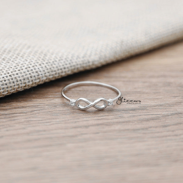 Sterling Silver Infinity Ring with Cubic Zirconia-Cubic Zirconia, Jewellery, Rings, Sterling Silver Rings, Women's Jewellery, Women's Rings-SSR0002_600-Glitters
