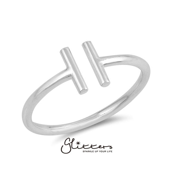 Rings | Sterling Silver Double Bar T women's Rings | Glitters NZ