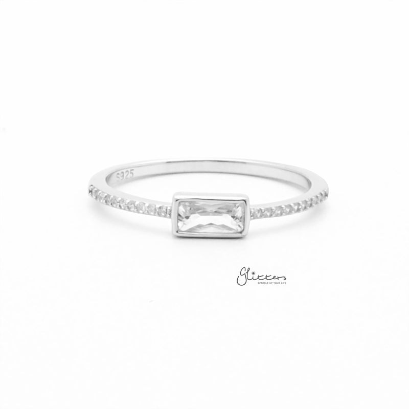 4mm Baguette Cut CZ Sterling Silver Ring-Cubic Zirconia, Jewellery, Rings, Sterling Silver Rings, Women's Jewellery, Women's Rings-SSR0061-1_800-Glitters