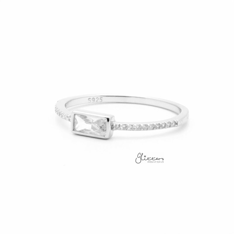 4mm Baguette Cut CZ Sterling Silver Ring-Cubic Zirconia, Jewellery, Rings, Sterling Silver Rings, Women's Jewellery, Women's Rings-SSR0061-2_800-Glitters