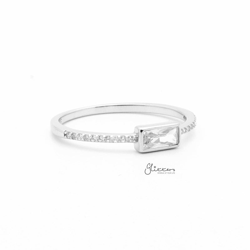 4mm Baguette Cut CZ Sterling Silver Ring-Cubic Zirconia, Jewellery, Rings, Sterling Silver Rings, Women's Jewellery, Women's Rings-SSR0061-3_800-Glitters