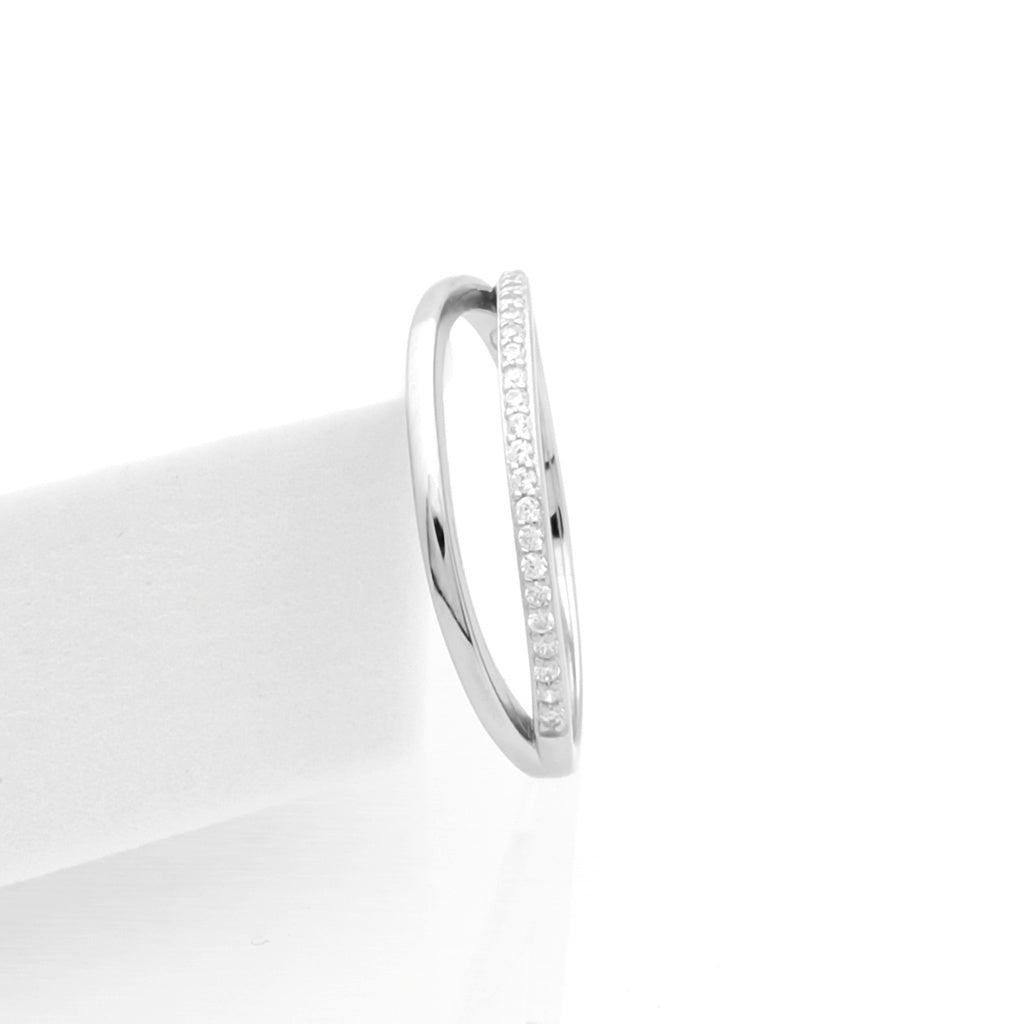 Double Line Sterling Silver Ring-Cubic Zirconia, Jewellery, Rings, Sterling Silver Rings, Women's Jewellery, Women's Rings-SSR0071-5_1-Glitters