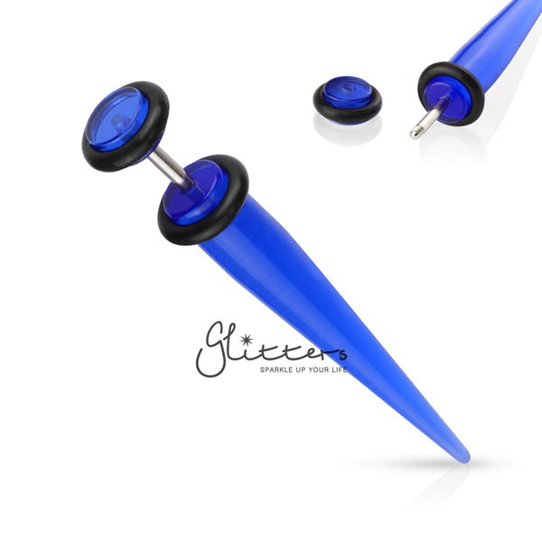 Blue Fake Acrylic Taper with 2 O rings-Body Piercing Jewellery, earrings, Fake Plug-TAFX-B-08-Glitters