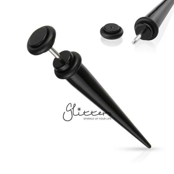 Black Fake Acrylic Taper with 2 O rings-Body Piercing Jewellery, earrings, Fake Plug-TAFX-K-09-Glitters