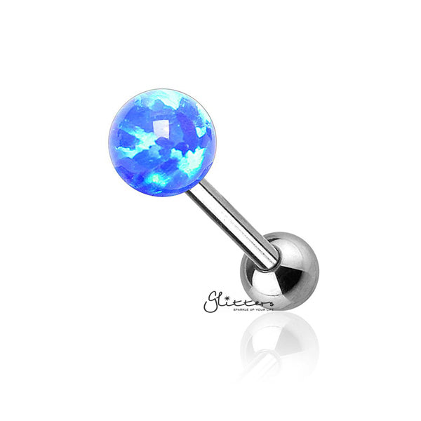 Opal Ball Top with Surgical Steel Tragus Barbell-Blue-Jewellery, Tragus, Women's Earrings, Women's Jewellery-TG0014_B01-Glitters