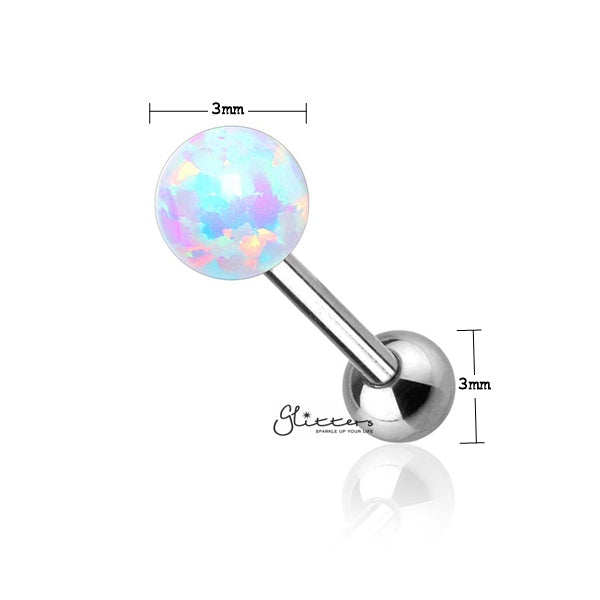 Opal Ball Top with Surgical Steel Tragus Barbell-White-Jewellery, Tragus, Women's Earrings, Women's Jewellery-TG0014_W01_New-Glitters