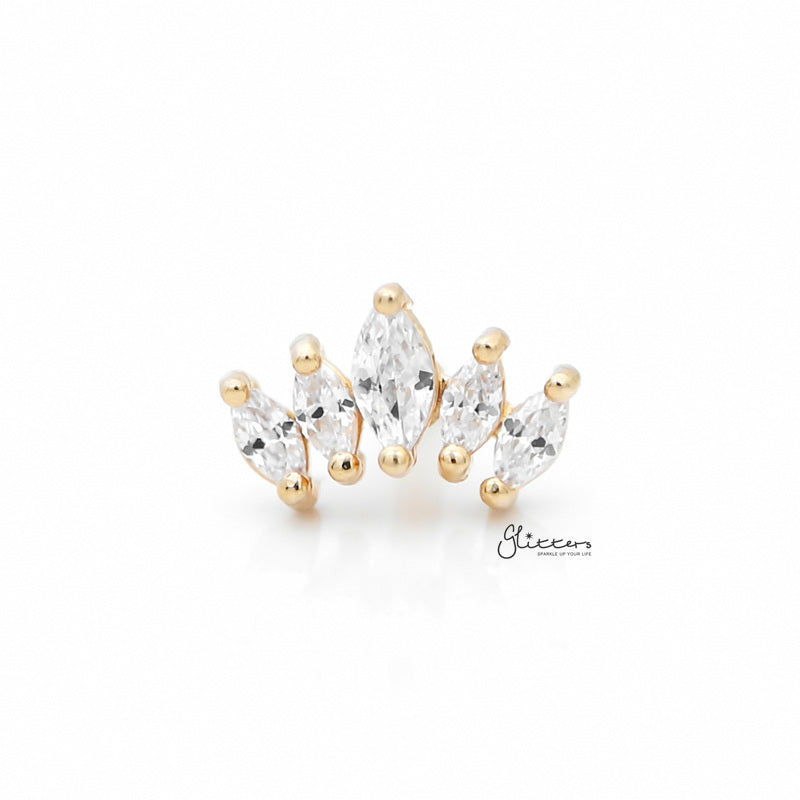 Prong Set Marquise CZ Tragus Cartilage Barbell Stud - Gold-Body Piercing Jewellery, Cartilage, Cubic Zirconia, Jewellery, Tragus, Women's Earrings, Women's Jewellery-TG0122-G1_800-Glitters