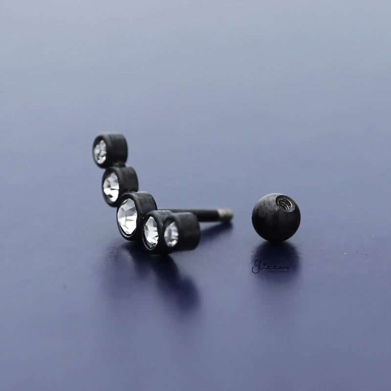 Curved 5 Round Crystals Top Cartilage Barbell Stud - Black-Body Piercing Jewellery, Cartilage, Crystal, Jewellery, Tragus, Women's Earrings, Women's Jewellery-TG0125-k-2_800-Glitters