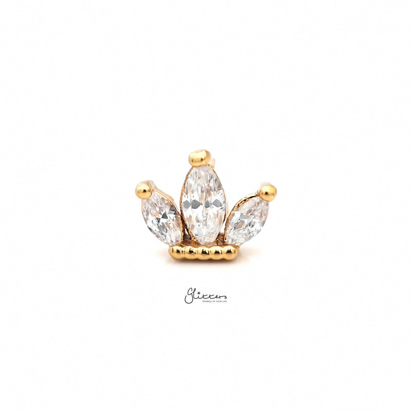 Triple Marquise CZ Set Cartilage Tragus Piercing Earring - Gold-Body Piercing Jewellery, Cartilage, Cubic Zirconia, earrings, Jewellery, Tragus, Women's Earrings, Women's Jewellery-TG0134-G_800-Glitters