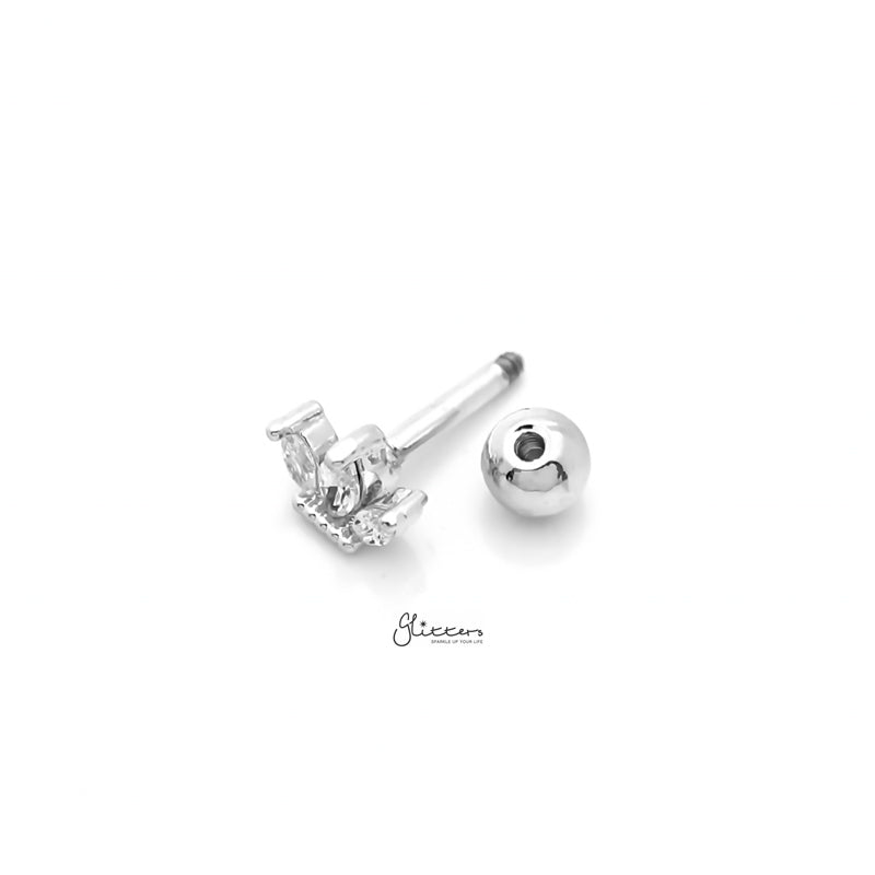 Triple Marquise CZ Set Cartilage Tragus Piercing Earring - Silver-Body Piercing Jewellery, Cartilage, Cubic Zirconia, earrings, Jewellery, Tragus, Women's Earrings, Women's Jewellery-TG0134-S3_800-Glitters