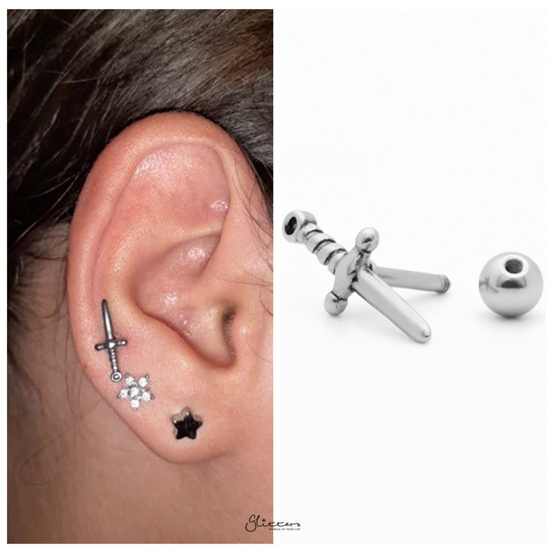 Dagger Cartilage Tragus Piercing Earring-Body Piercing Jewellery, Cartilage, Dagger, earrings, Jewellery, Tragus, Women's Earrings, Women's Jewellery-TG0139-m-Glitters