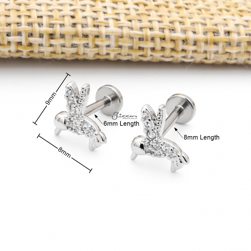 Hummingbird Top Internally Threaded Flat Back Stud-Body Piercing Jewellery, Cartilage, Cubic Zirconia, Labret, Monroe, Tragus-TG0142-3_New-Glitters